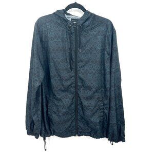 BEAUTIFUL GIANT Black Dark Blue Geometric Lightweight Windbreaker Jacket Medium